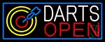 Dart Board Open With Blue Border LED Neon Sign