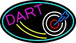 Dart Board Oval With Turquoise Border LED Neon Sign