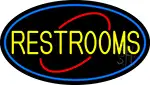 Decorative Restrooms Oval With Blue Border LED Neon Sign