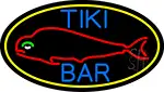 Dolphin Tiki Bar Oval With Yellow Border LED Neon Sign