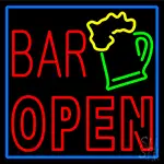 Double Stroke Bar Open With Beer Mug LED Neon Sign
