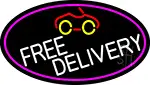 Free Delivery And Car Oval With Pink Border LED Neon Sign