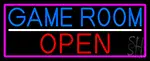 Game Room Open With Pink Border LED Neon Sign