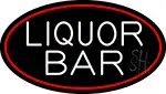 Liquor Bar Oval With Red Border LED Neon Sign