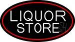 Liquor Store Oval With Red Border LED Neon Sign