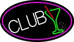 Martini Glass Club Oval With Pink Border LED Neon Sign