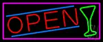 Martini Glass Open With Pink Border LED Neon Sign