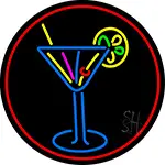 Martini Glass Oval With Red Border LED Neon Sign
