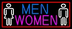 Men And Women Restroom With Red Border LED Neon Sign