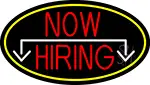Now Hiring And Arrow Oval With Yellow Border LED Neon Sign