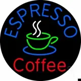 Round Espresso Coffee LED Neon Sign