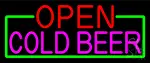 Open Cold Beer With Green Border LED Neon Sign