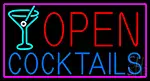 Open With Cocktail Glass LED Neon Sign