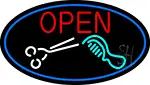 Open With Scissor And Comb LED Neon Sign