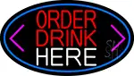 Order Drinks Here With Arrow Oval With Blue Border LED Neon Sign