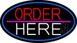 Order Here Oval With Blue Border LED Neon Sign