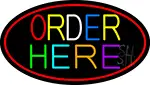 Order Here Oval With Red Border LED Neon Sign