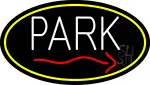 Park And Arrow Oval With Yellow Border LED Neon Sign