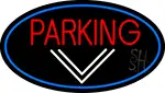 Parking And Down Arrow Oval With Blue Border LED Neon Sign