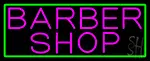 Pink Barber Shop With Green Border LED Neon Sign