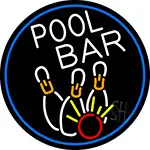 Pool Bar Oval With Blue Border LED Neon Sign