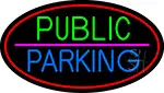 Public Parking Oval With Red Border LED Neon Sign