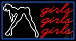 Red Girls Girls Girls Strip Club With Blue Border LED Neon Sign