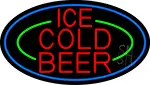Red Ice Cold Beer With Blue Border LED Neon Sign