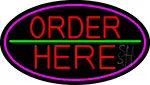 Red Order Here Oval With Pink Border LED Neon Sign