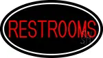 Red Restrooms Oval With White Border LED Neon Sign