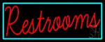 Restrooms With Turquoise Border LED Neon Sign