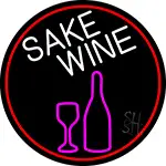 Sake Wine Bottle Glass Oval With Red Border LED Neon Sign
