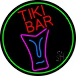 Sculpture Tiki Bar Oval With Green Border LED Neon Sign