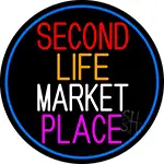 Second Life Marketplace Oval With Blue Border LED Neon Sign