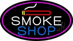 Smoke Shop And Cigar Oval With Pink Border LED Neon Sign