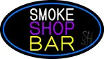 Smoke Shop Bar Oval With Blue Border LED Neon Sign