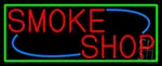 Smoke Shop With Green Border LED Neon Sign