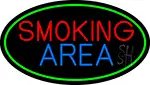 Smoking Area Oval With Green Border LED Neon Sign