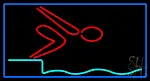 Swimming Pool Logo With Blue Border LED Neon Sign