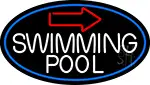 Swimming Pool With Arrow With Blue Border LED Neon Sign