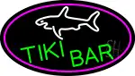Tiki Bar And Shark Oval With Pink Border LED Neon Sign
