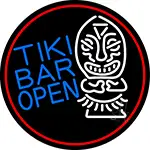 Tiki Bar Bamboo Hut Oval With Red Border LED Neon Sign
