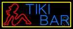 Tiki Bar Girl With Yellow Border LED Neon Sign