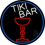 Tiki Bar Martini Glass Oval With Blue Border LED Neon Sign