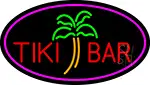 Tiki Bar Palm Tree Oval With Pink Border LED Neon Sign