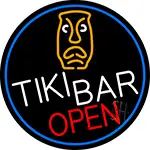 Tiki Bar Sculpture Open Oval With Blue Border LED Neon Sign