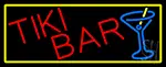 Tiki Bar Wine Glass With Yellow Border LED Neon Sign
