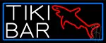 Tiki Bar With Shark With Blue Border LED Neon Sign