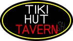 Tiki Hut Tavern Oval With Yellow Border LED Neon Sign