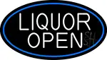 White Liquor Open Oval With Blue Border LED Neon Sign